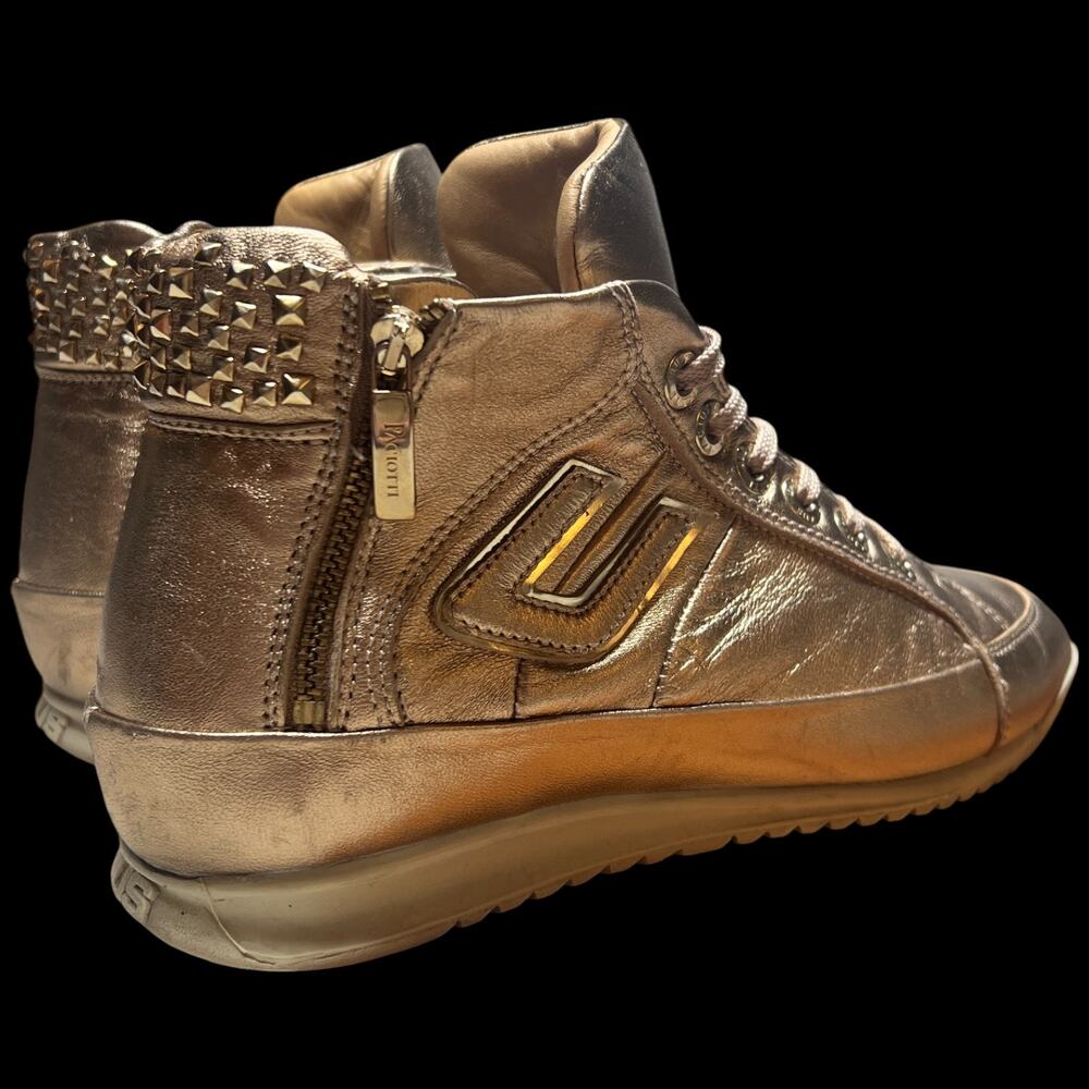 CESARE PACIOTTI Luxury 4US Women's 37/US 7 Gold High Top Sneakers Studs - Picture 5 of 16
